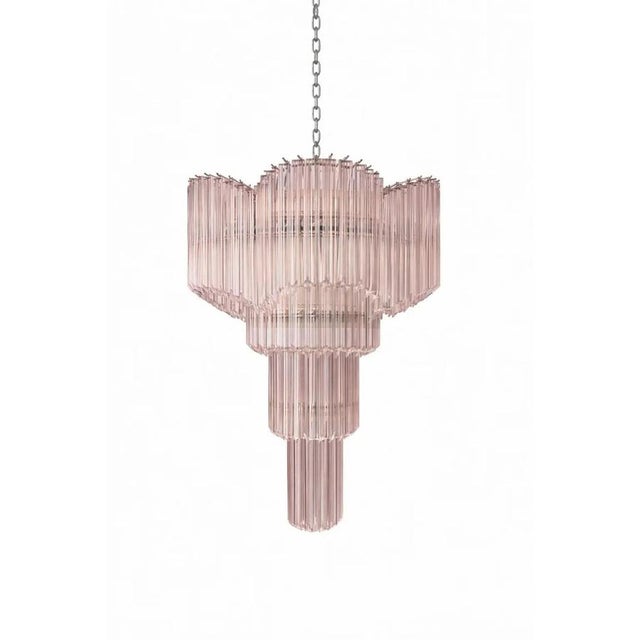 Contemporary Italian Murano Glass Sputnik Chandelier in Pink Quadriedro Spiral Form by Simoeng For Sale - Image 3 of 5