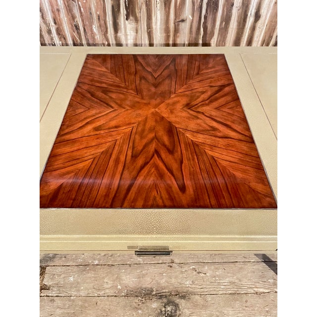 Writing Desk in Faux Shagreen With Walnut Writing Surface. For Sale In Buffalo - Image 6 of 17