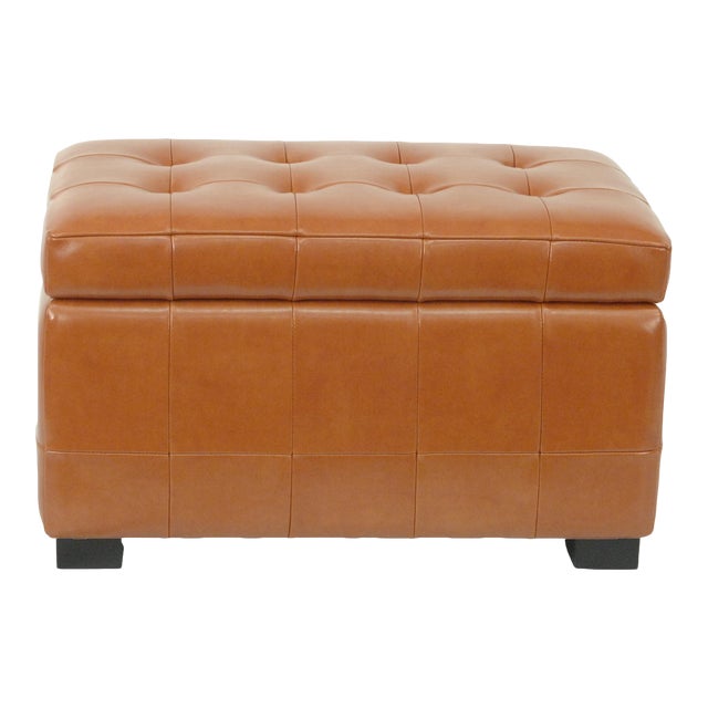 Roman Storage Bench in Saddle & Black For Sale