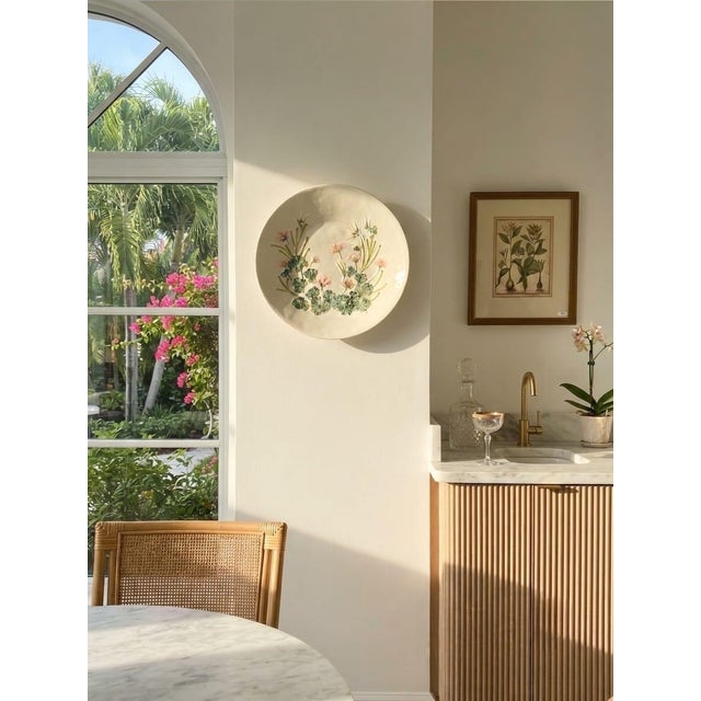 Vintage Botanical Pelargonium Relief Ceramic Platter – Hand-Painted 3d Floral Wall Plate For Sale - Image 10 of 12