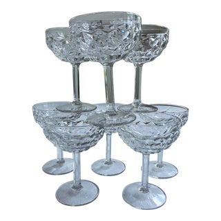 Vintage Indiana Glass Whitehall Cubist Champagne Coupes - Set of 8 For Sale
