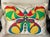 Mid-Century Modern rectangular accent pillow with quilted Mod graphic butterfly design circa 1970. Box construction with...