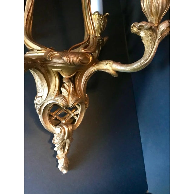 Bronze Late 19th Century French Gilt Bronze Six-Arm Louis XV Style Chandelier, Unwired For Sale - Image 8 of 13