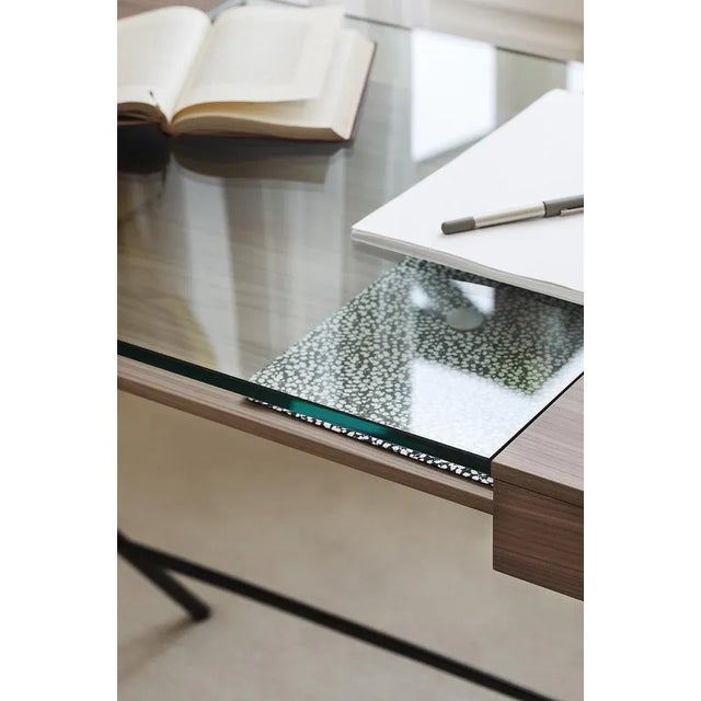 Cosimo Desk with Walnut Veneer and Bronze Lacquered Frame by Marco Zanuso Jr. for Adentro For Sale - Image 9 of 13