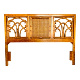 Vintage Palm Beach Regency Rattan Queen Headboard For Sale