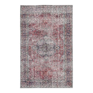 1970s Vintage Turkish Oushak Handmade Wool Cotton Red Area Rug For Sale