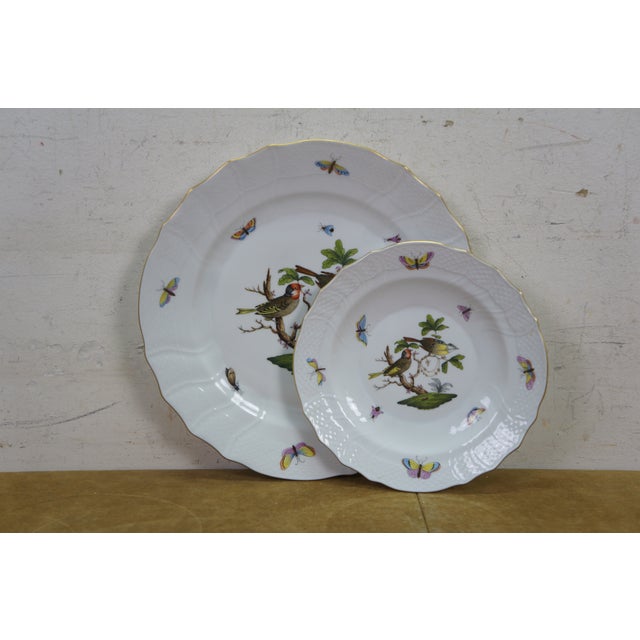 Late 20th Century Herend Hungary Rothschild Bird China Serving Plates Bowls Cachepots - 30 pcs For Sale - Image 9 of 18