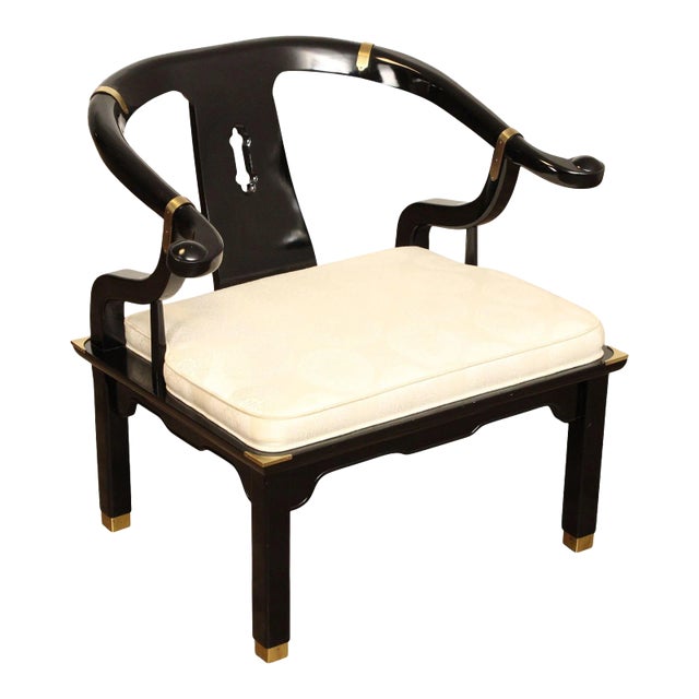 Century Furniture 'Chin Hua' Black Lacquered Chinoiserie Armchair For Sale