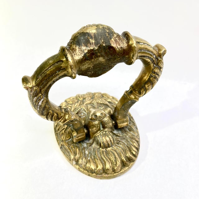 Antique Lion Head Brass Door Knocker For Sale - Image 10 of 11