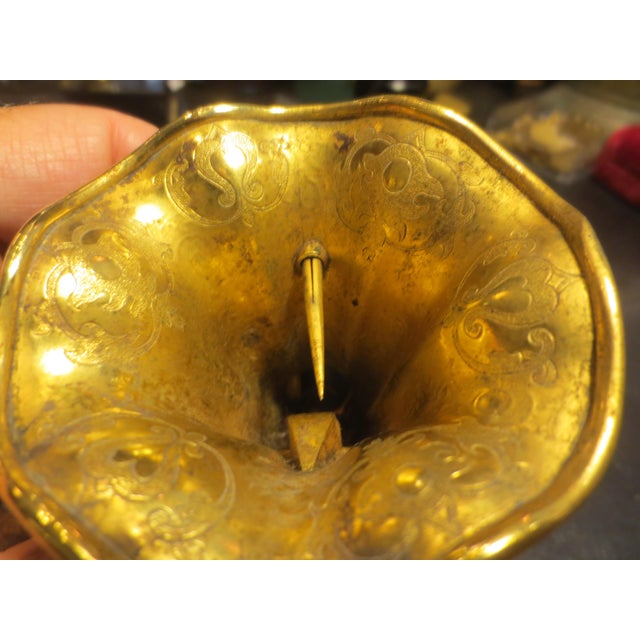 Antique Folding Bouquet Holder Circa 1800 Gilt Brass For Sale - Image 10 of 11