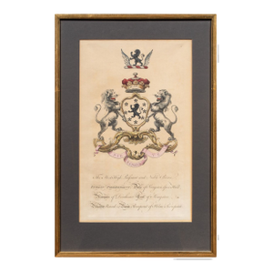Original British School (18th Century), Pierrepont Family Crest, Engraving Framed
