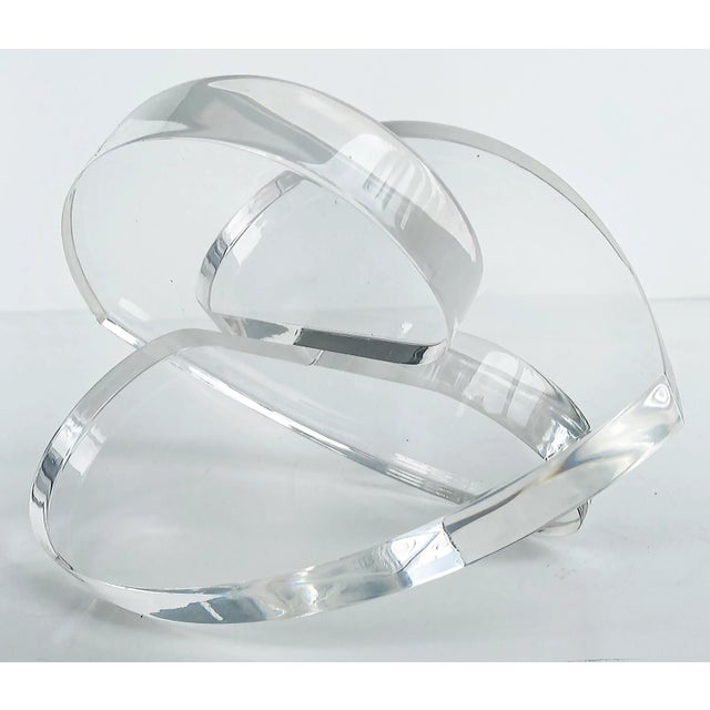 Thick Clear Lucite Interlocking Hearts Sculpture by Miami Artist Michael Gitter For Sale - Image 4 of 9