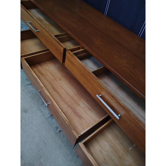 Wood Drexel 'Biscayne' Mid Century Lowboy Dresser Credenza Buffet Restored For Sale - Image 7 of 12
