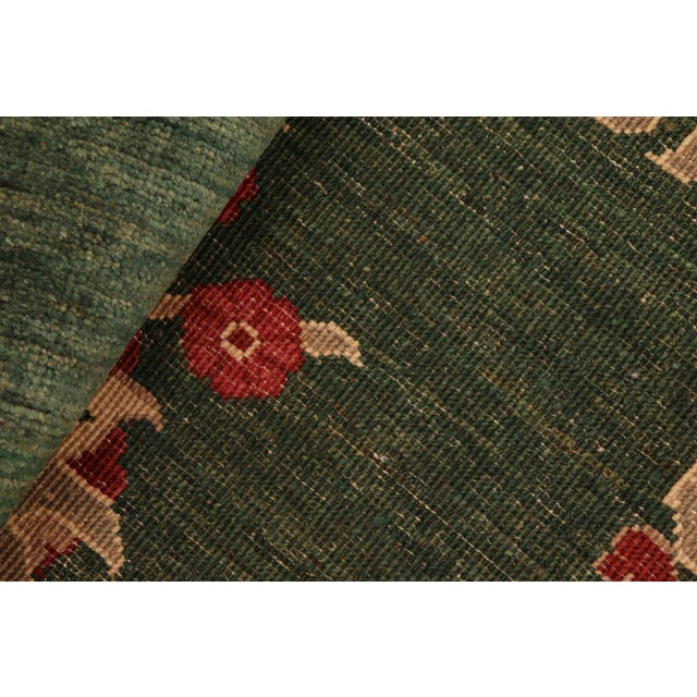 Textile Boho Chic Ziegler Green Rust Hand-Knotted Wool Rug - 8'1'' X 9'10'' For Sale - Image 7 of 8