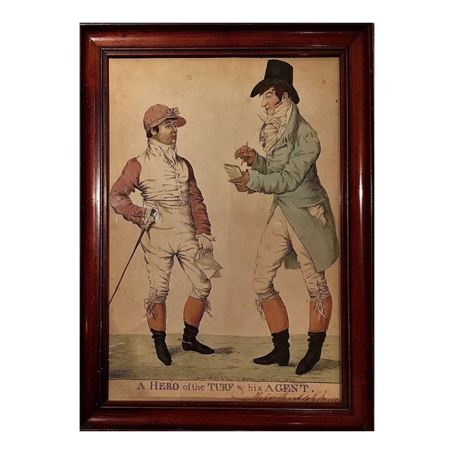 Early 19th Century Robert Dighton (1752-1814) “A Hero of the Turf & His Agent" Regency Horseracing Caricature For Sale
