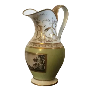 Antique 19th Century Old Porcelain Cream Hand Painted Pitcher