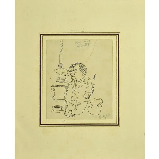 Figure - Original Pen on Paper by Alfredo Mezio - 1930 1930 For Sale - Image 3 of 3