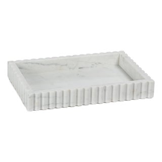 Camogli Scalloped White Marble Tray For Sale