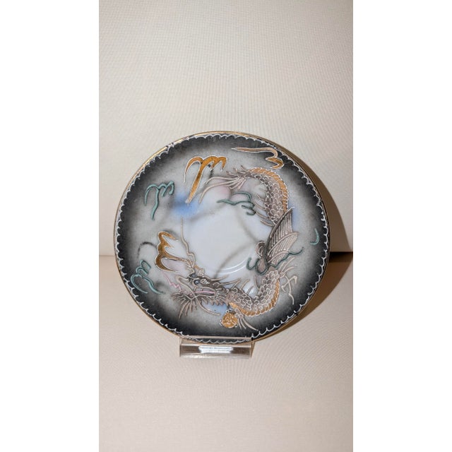 Gray Cup and Saucer With Dragon Print From Japan For Sale - Image 8 of 10