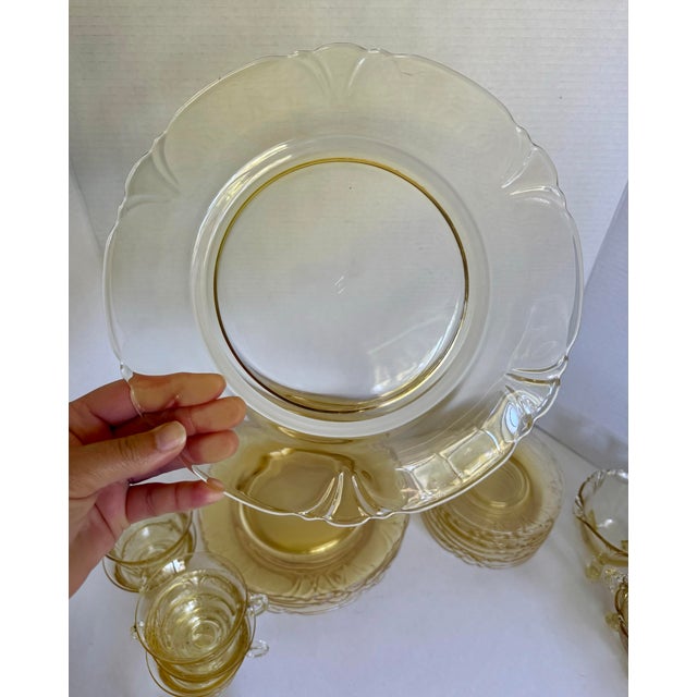 Depression Era Heisey Empress Sahara Yellow Glass Dinnerware Collection, 25 Pieces For Sale - Image 4 of 12