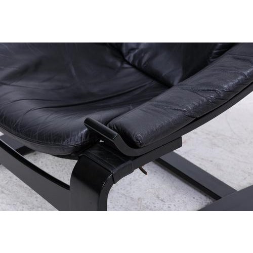 Black Vintage Lounge Chair in Leather, 1970s For Sale - Image 8 of 14