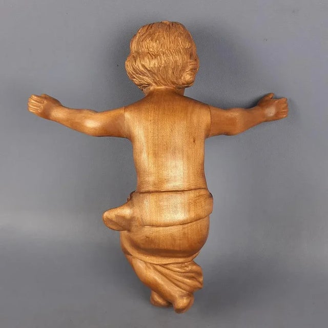 Handcrafted Carved Wood Sculpture of a Child, Italy, 20th Century For Sale - Image 9 of 18