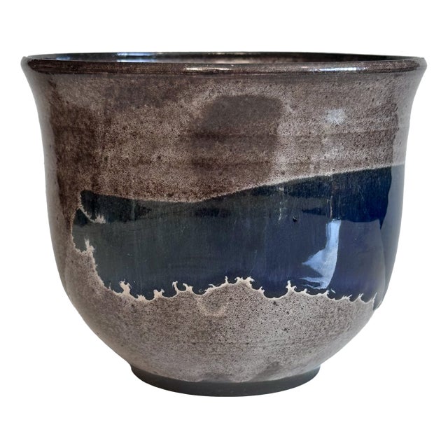 Cobalt Blue Glazed Studio Ceramic Planter from Serocka, Germany, 1970s For Sale