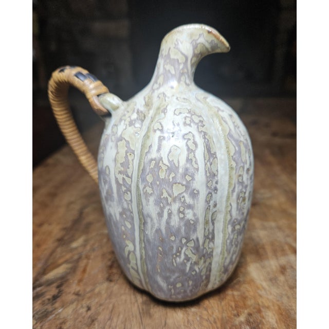Wood 1940s Arne Bang Woven Gourd Shaped Rattan Handle Jug For Sale - Image 7 of 13