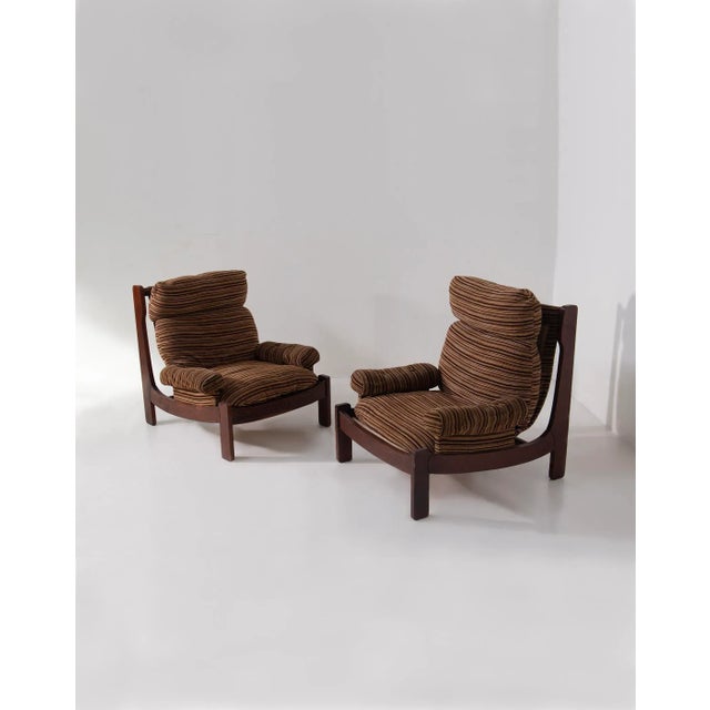 Mid-Century Modern Space Age Italian Armchairs in Original Fabric, 1970, Set of 2 For Sale - Image 3 of 14