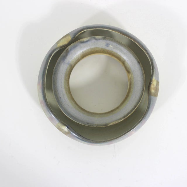 Ceramic Pansy Ring Vintage Studio Pottery Ikebana Vase Flower Frog Circular Flower Holder For Sale - Image 4 of 7