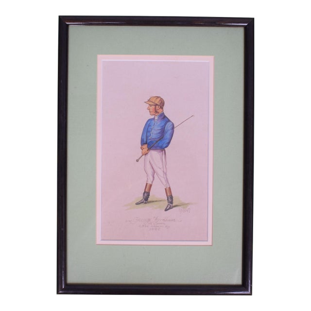 George Fordham Jockey the Demon 2,382 Winners by 1887 Watercolour by Astor For Sale