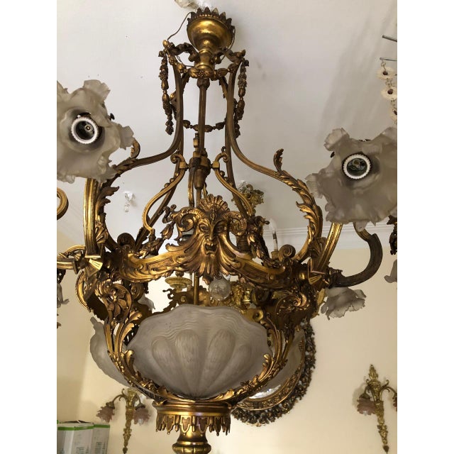1860 French Artisan Louis XVI Gold Bronze Chandelier For Sale - Image 15 of 18