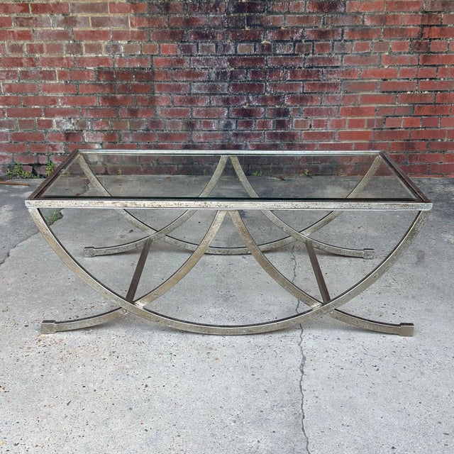Contemporary Hollywood Regency Silver Leafed Coffee Table - Uttermost Attributed For Sale In Mobile - Image 6 of 16