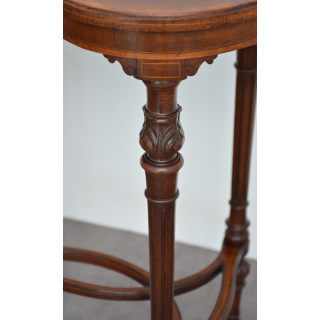 Antique Edwardian Inlaid Mahogany Kidney-Shaped Side Table, 1900 For Sale - Image 13 of 16
