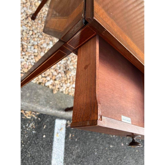 George III Style Inlaid Mahogany Pembroke Table For Sale - Image 4 of 8