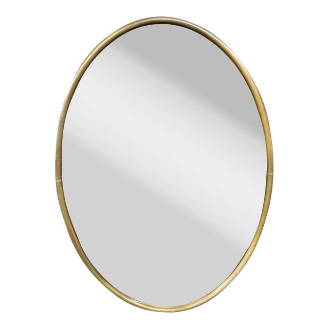 Mid Century Brass Oval Mirror For Sale