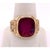 14 Karat Yellow Etched Gold and Garnet Solitaire Fashion Ring For Sale In New York - Image 6 of 12