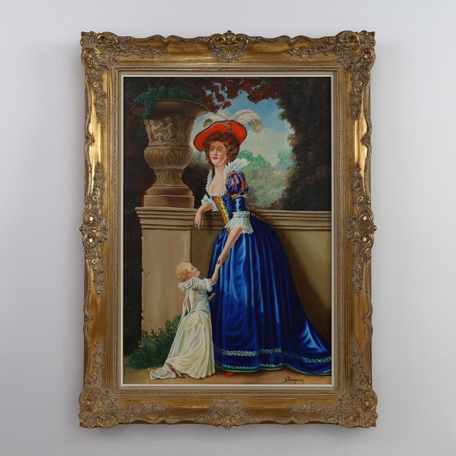 French Artist, Baroque Style Portrait of Madame Louise-Elisabeth of France, 1950s, Oil on Canvas For Sale - Image 11 of 11