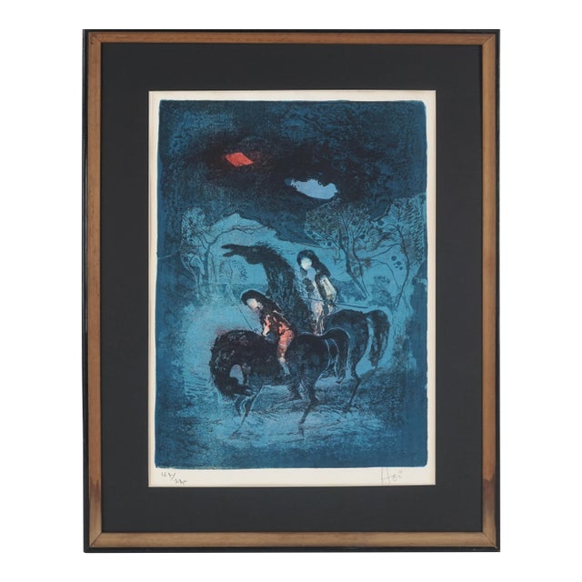 Mid Century Chevaux Et Cavalières La Nuit Lithograph by Hoi Lebadang For Sale