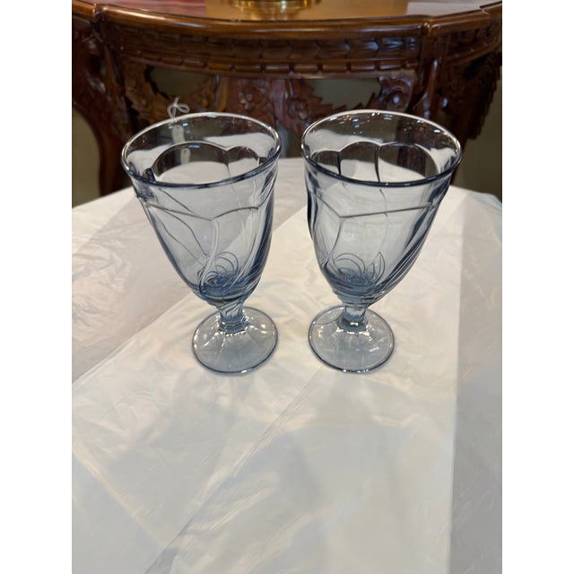 Blue Vintage Noritake Sweet Swirl, Light Blue Sweet Tea Glasses - Set of 6 For Sale - Image 8 of 11