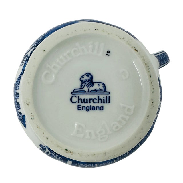 Vintage Churchill Blue & White Willow Ware Creamer Made in England For Sale - Image 9 of 10