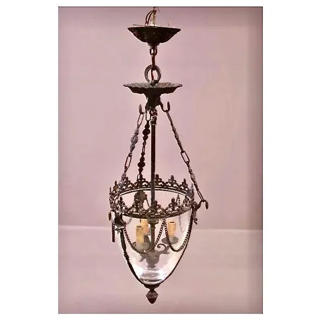 Mid 20th Century Louis XVI-Style Glass Bell/Cloche Lantern, 2 Lanterns Available For Sale - Image 5 of 5