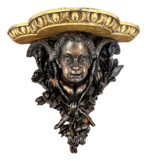 Antique Victorian Black Carved Wall Bracket, 1880s