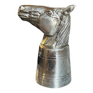 Vintage English Pewter Horse Head Jigger or Shot Glass - Sheffield England For Sale