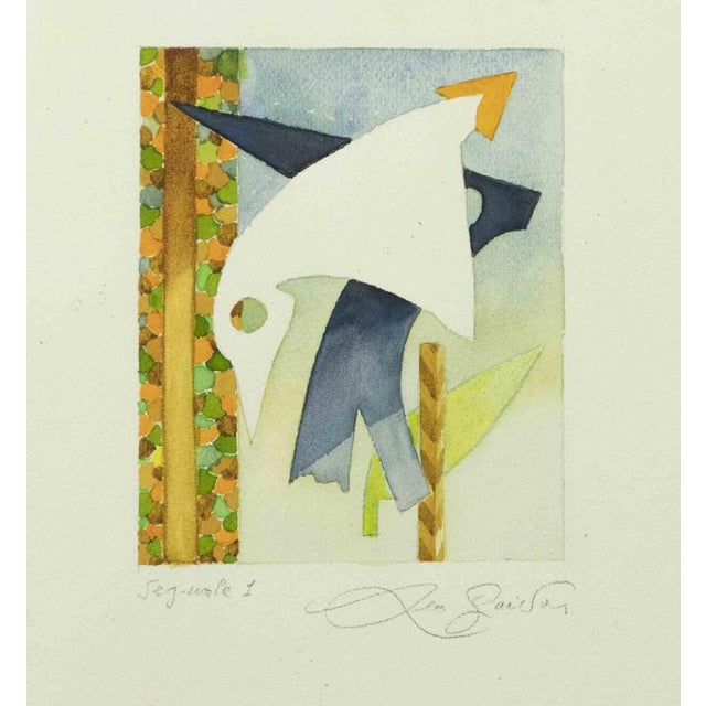 Leo Guida, Signal 1, 1970s, Watercolor and Ink on Paper, Framed For Sale
