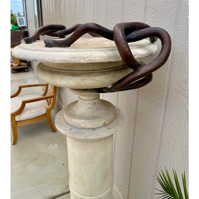 Michael Taylor Michael Taylor Tazza Urn With Bronze Serpents and Pedestal For Sale - Image 4 of 5