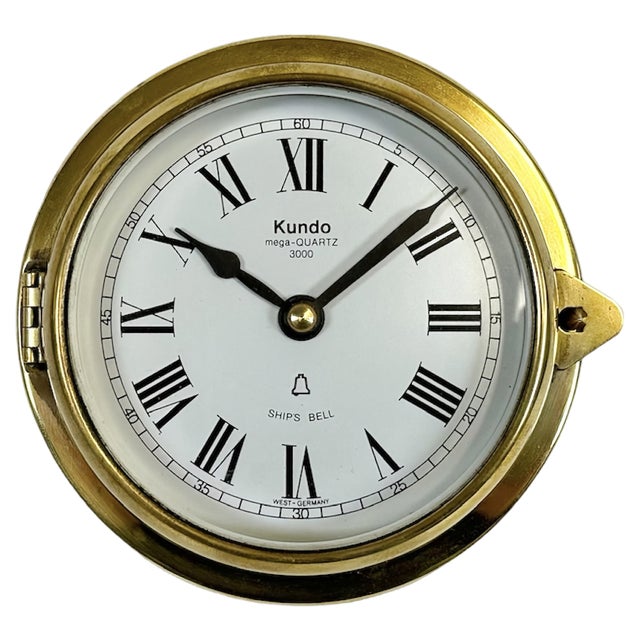 Vintage German Brass Ships Clock from Kundo, 1970s For Sale