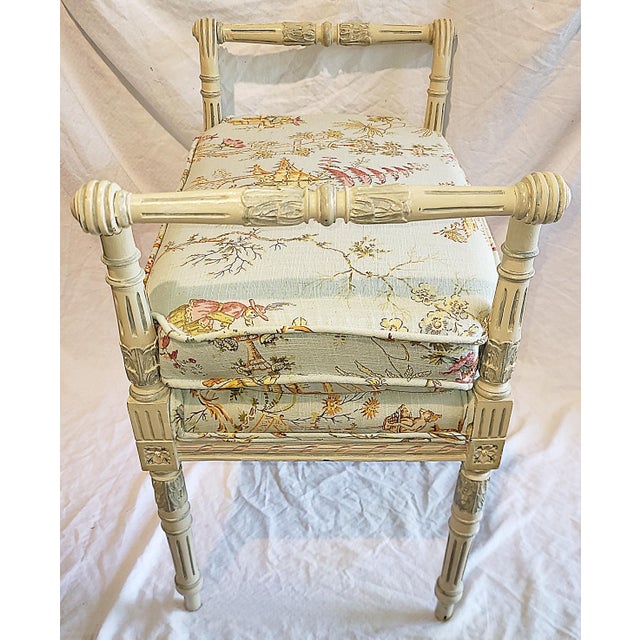 1980s 1980s Louis XVI Style Painted Bench For Sale - Image 5 of 6