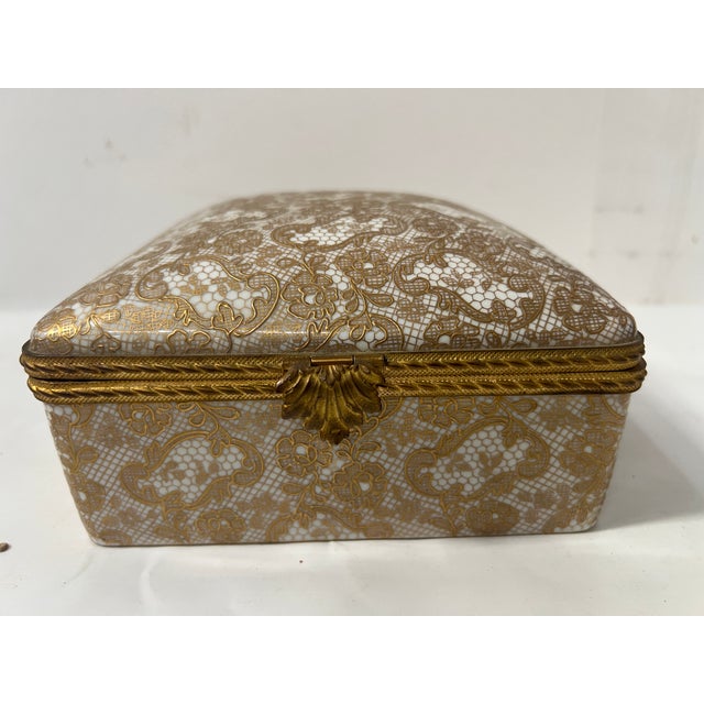 Polychrome Porcelain Box with Gold Highlights For Sale - Image 13 of 13