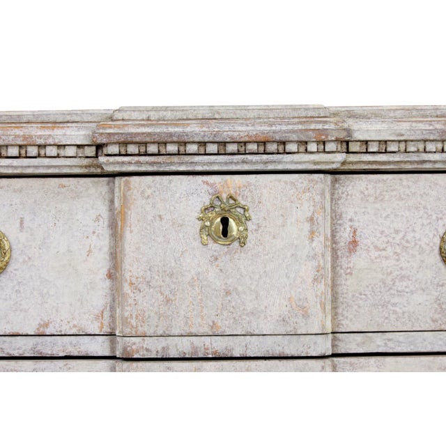 Wood 19th Century Swedish Painted Breakfront Chest of Drawers For Sale - Image 7 of 11